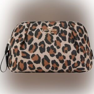 ♠️Kate Spade Chelsea Cosmetics/Makeup Bag
Leopard Print/Gold Logo Zipper NWT
